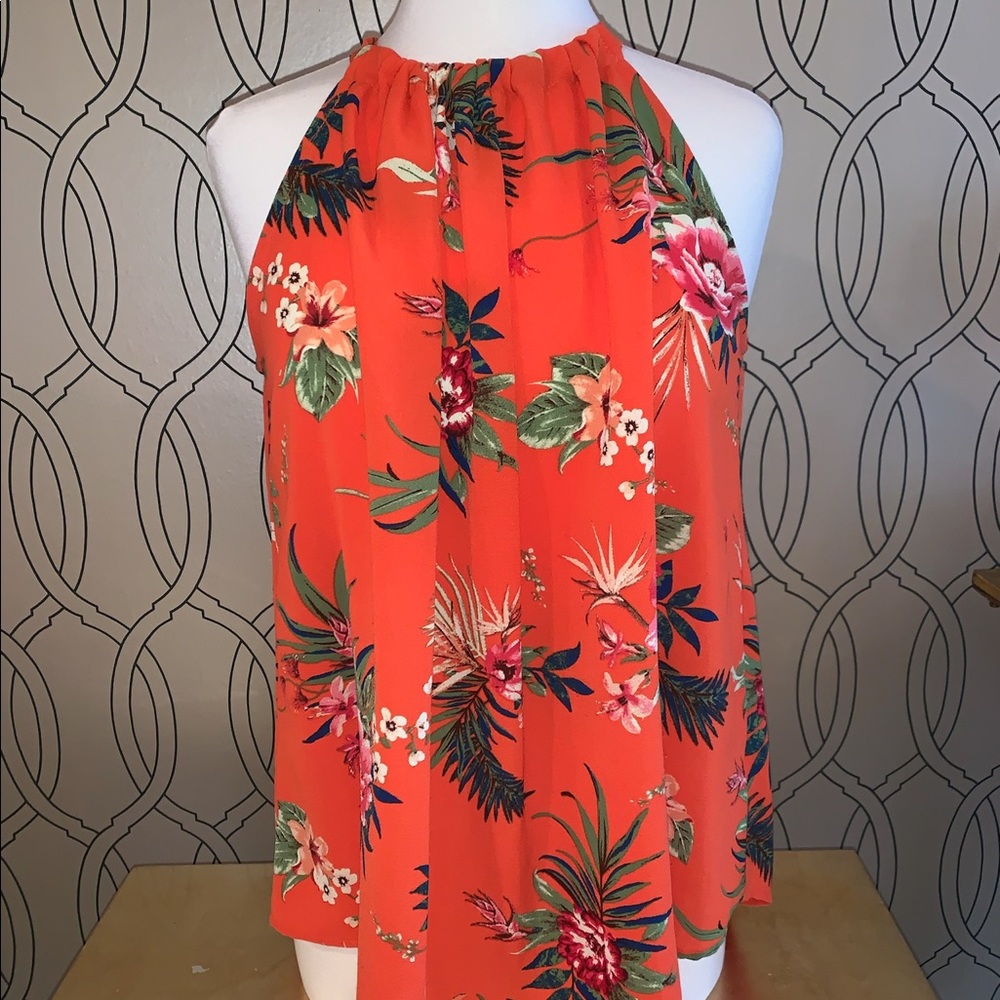 Orange floral halter top